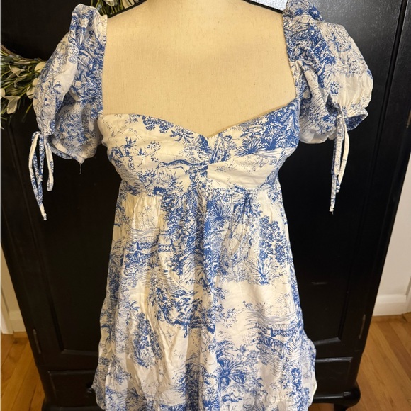The Impeccable Pig Blue and Cream Floral Dress - Picture 1 of 6